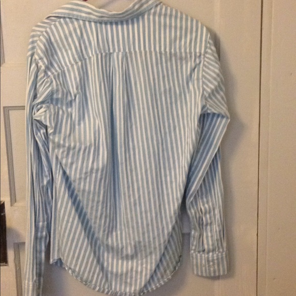 Blue and white American apparel long sleeve shirt - Picture 2 of 3